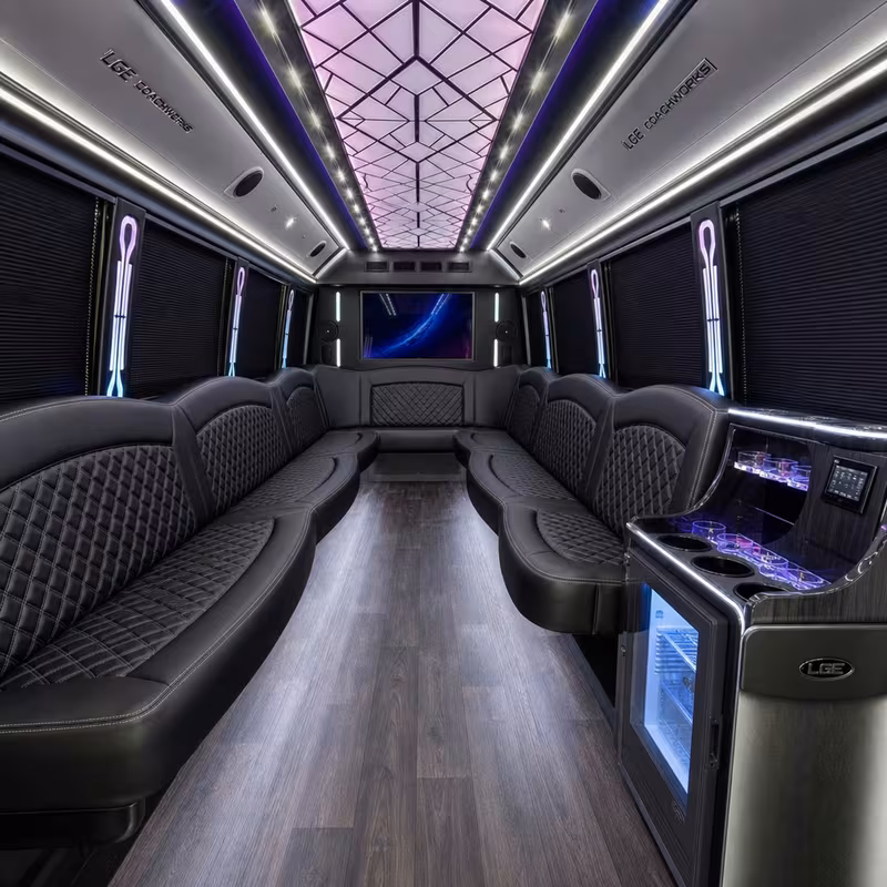 15 Passenger Party Bus Interior