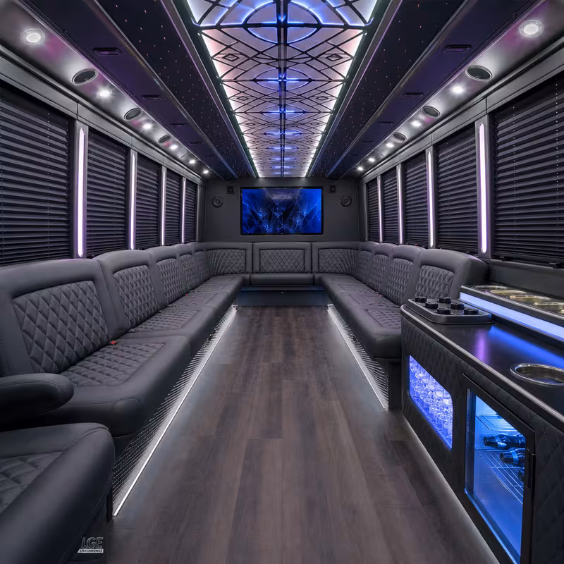 18 Passenger Party Bus Interior