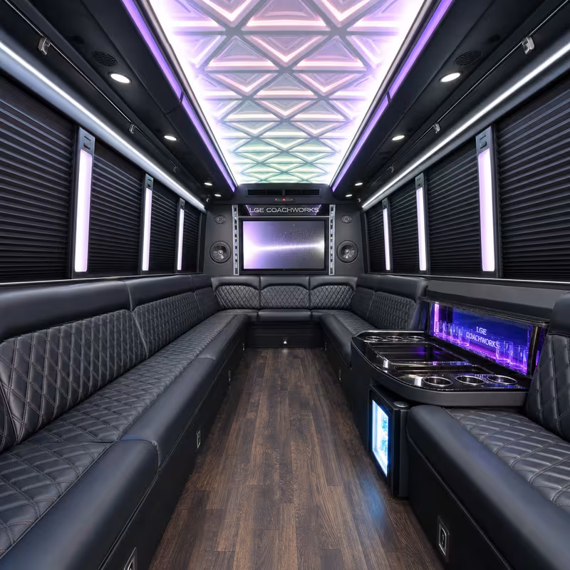 18 Passenger Party Bus Interior