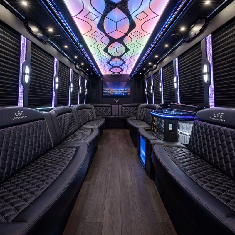 20 Passenger Party Bus Interior