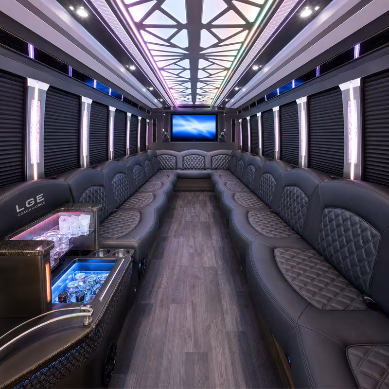 20 Passenger Party Bus Interior