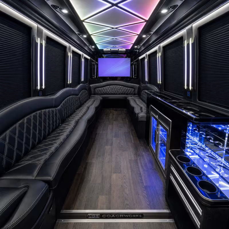 28 Passenger Party Bus Interior