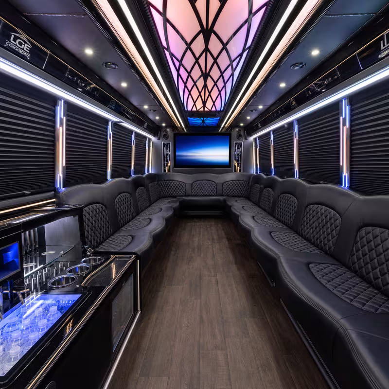 28 Passenger Party Bus Interior