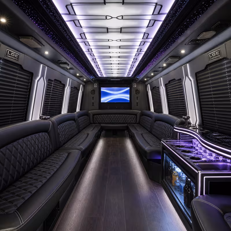 30 Passenger Party Bus Interior