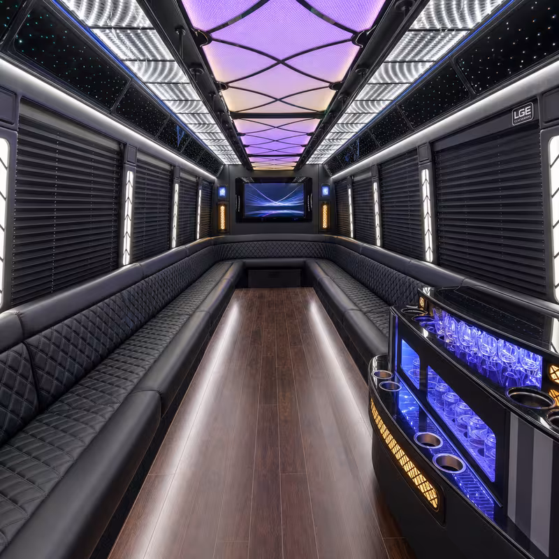 50 Passenger Party Bus Interior