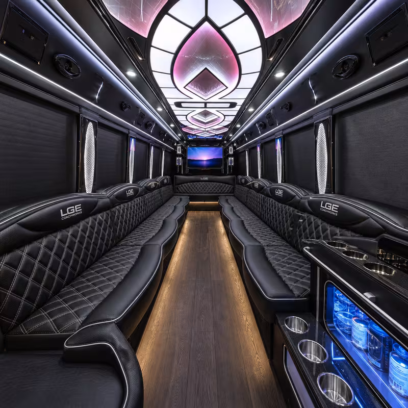 50 Passenger Party Bus Interior