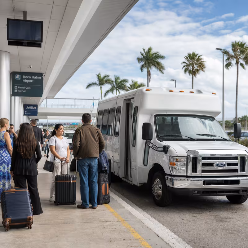 Black Mercedes Sprinter van staged for an Boca Raton Airport Transportation group