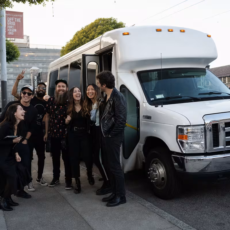 Black Mercedes Sprinter van staged for an Boca Raton Concert Transportation group