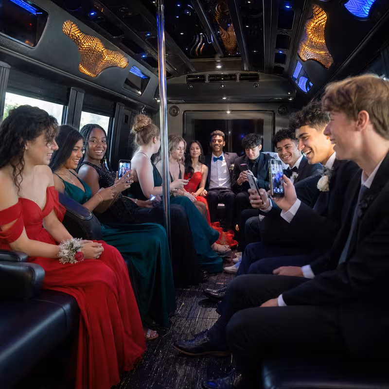 Black Mercedes Sprinter van staged for an Boca Raton Prom & Homecoming Transportation group