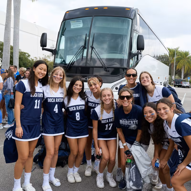 Passengers loading luggage while boarding an Boca Raton group shuttle